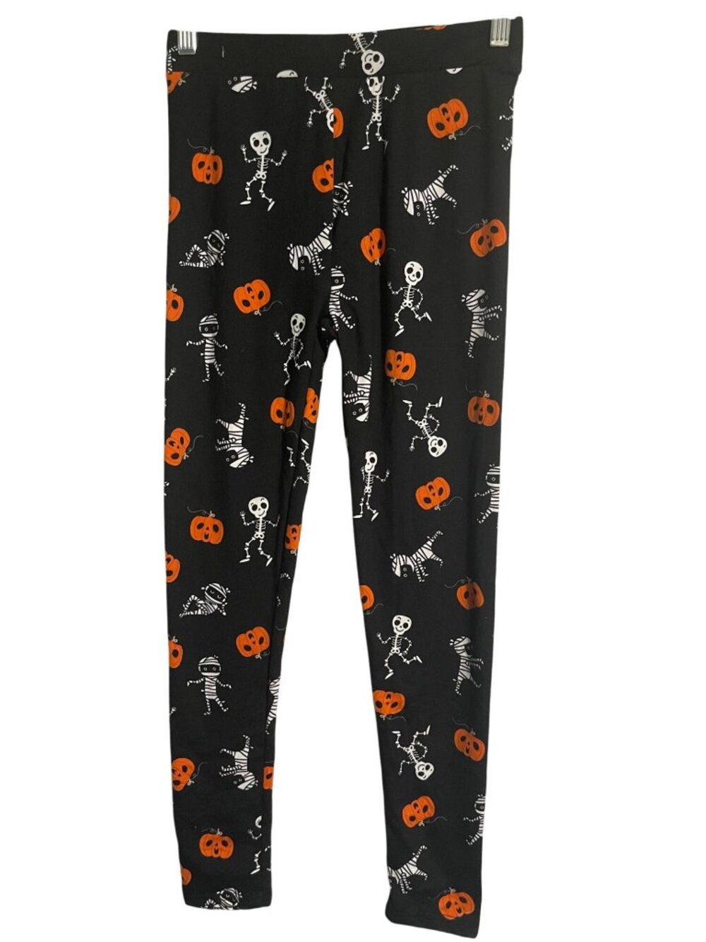 Shosho Halloween Leggings Skeleton Pumpkin Print Black Comfy Womens Junior S/M